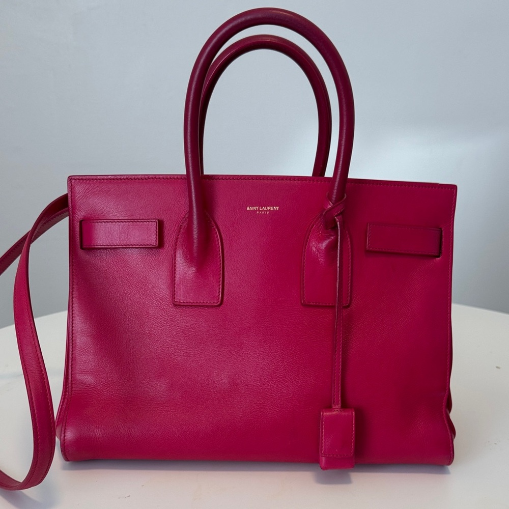 Saint Laurent Fuchsia Leather Satchel